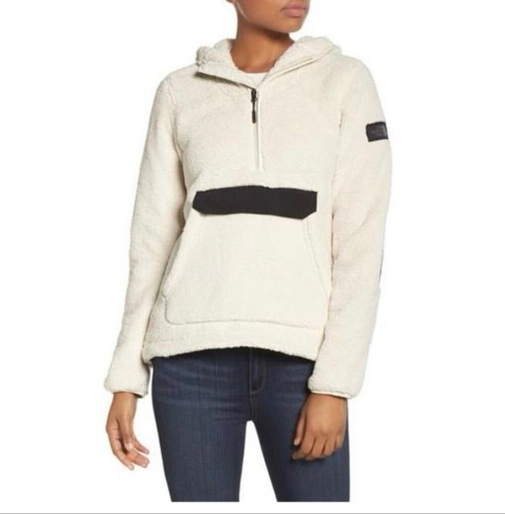 north face /northface hooded pullover hoodie campshire fleece Jacket/coat white